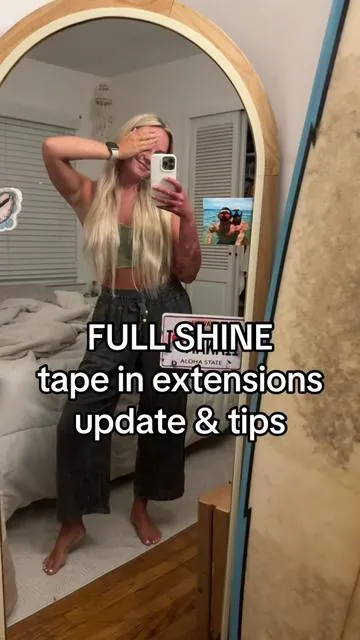 My extensions after 3 weeks of swimming in salt water and washing them everyday! Let me mnow if you have any questions! 🫶🏼 #fullshinehair #fullshinehairextentions #summerhair #hair #hairstyles #tapeinextensions #tapeins #diy #diytapeins #diyextensions #hairextensions #longhair #mermaidhair #cheapextensions #hairsecrets #fyp #update #tips #hairtips 