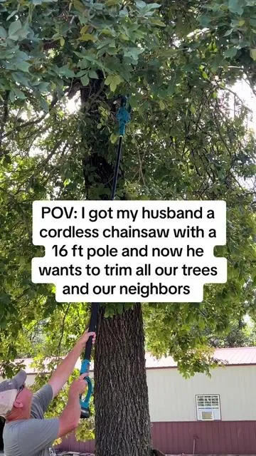 This cordless chainsaw is perfect for someone who loves being outside doing yardwork.  It’s great for both big and small jobs and the batteries have a long life.  #chainsaw #cordlesschainsaw #treetrimmimg #yardwork 