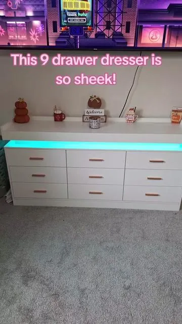 This 9 drawer dresser will not disappoint it is so sleek and so Moderna dn the perfect way to upgrade your space! #dresser #furniture #bedroomfurniture #viral 