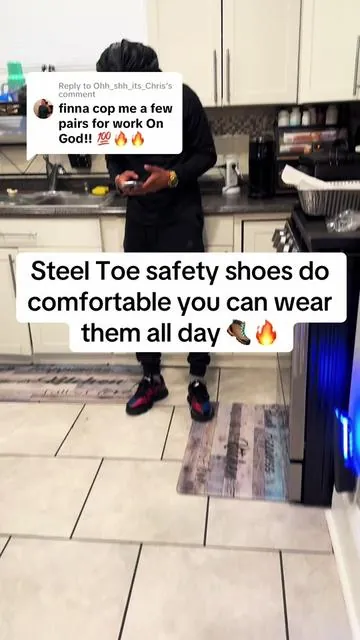 Replying to @Ohh_shh_its_Chris The comfort level on these steel toe shoes are amazing! #workshoes #shoe #shoes #shoeschallenge #shoecheck #shoegame #construction #factory #factorywork #falldealsforyou 