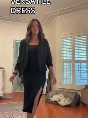 Built-in bra 🥳 I can't get enough of all the ways I can style this dress! I am 5'3, size 6. This is a small. @Halara_official #size6fashion #halara #weddingguestdress #holidaydress #blackdress 