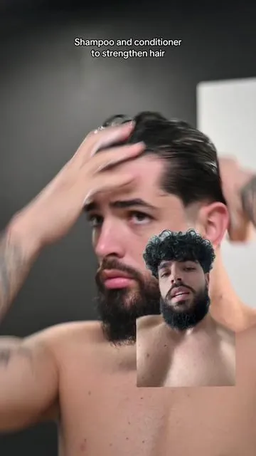 Shampoo and conditioner to strengthen hair • available in my TikTok shop  #menshair #hairproducts #hairgrowth #hairlossremedy #hairlosssolutions #cabellosaludable #cabellolargo #greenscreenvideo 