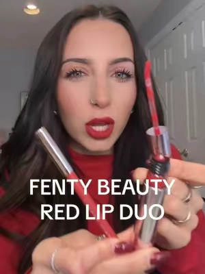 riri’s ultimate red lip is on sale and OMG 🤩 MVP lip dup from @Fenty Beauty is unreal! $49 value on sale!  💋 2 full size products: liner in MVP + icon velvet lip in MVP 💋 one swipe coverage and not drying at all 💋 doesnt feather or flake with up to 8hr wear 💋 universally flattering shade ON SALE so grab it while you can! 🏃 #fentybeauty #fentybeautymvp #rhianna #tiktokshopnewarrivals #tiktokmademebuyit #TikTokShopBlackFriday #TikTokShopCyberMonday #starcreatorchallenge #redlip #redlipstick #redlipduo #lipcombo #affordablelipcombo #beautydeals #lipcomborecommendation #ririlipstick #redlipstutorial #fentynewarrivals #ttsbeautybesties 