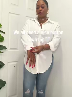 The classic White button down with a little something extra! #buttondown #whitebuttondown #whitetop #classystyle #musthave #buttonup #buttonfrontshirt #collarshirt #dressytop #tiktokshop #fypシ  
