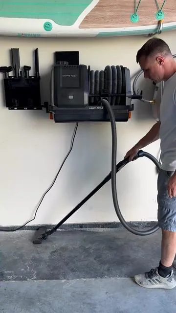 Wall mounted garage vacuum @Giraffe Tools #cars #garage #cleaning 
