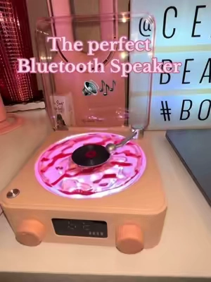 This Bluetooth Speaker is the perfect gift idea🔊 #whitenoise #bluetoothspeaker #portable #wireless #rechargeable #desktopspeaker #pink #recordplayer #giftidea #tiktokshopblackfriday #tiktokshopcybermonday  
