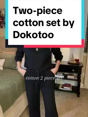It’s hard to find a cotton lounge set on the TikTok Shop, but here you have it! this two-piece set by Dokotoo is comfortable, good quality, affordable, and stylish!!! Win-Win ##loungeset##2piece##cotton##travelset##womens##tiktokshop##tiktokshopblackfriday##tiktokshopcybermonday