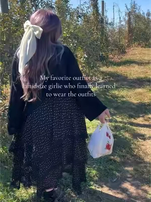 Part 1 Such a cute skirt! The other pieces are in my showcase under •drop shoulder sweater •bows •underbust corset •lace top •black bralette  #midsize #outfit #outfitideas #outfitinspo 