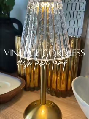 Vintage glass cordless lamp to elevate any area in your cozy home! Also, great for power outages if charged of course🤣.  #lamp #lampshade #lamps #cordless #cordlesslamps #powerout #poweroutages #poweroutage #winterstorm #nightlight #tablelamp #homedecor #tablelamps #cozyspaces #athome #homedecorideas #counter #tts #tiktokshop #tiktokshopblackfriday #tiktokshopcybermonday #tiktokshopfinds #tiktokshopdeals #fyp