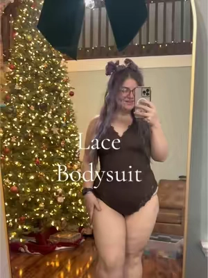 Lol his reactions sre always so good. But this bodysuit is such a winner in my book im obsessed #fashion #wardrobe #women #midsize #bodysuit #lacebodysuit 