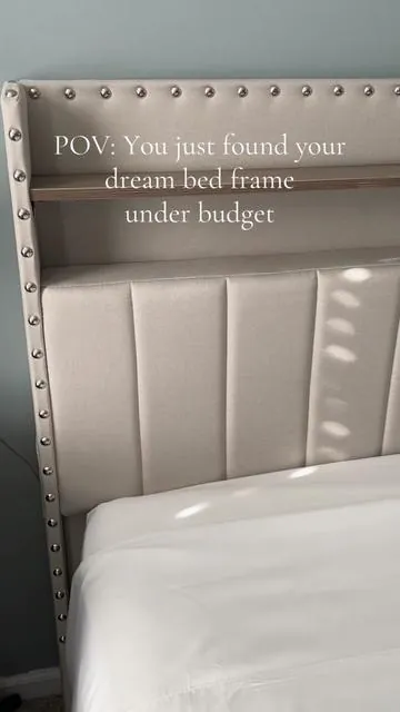 This bed frame will be your bedrooms new centerpiece. Features two large storage drawers and a built-in shelf.   @Raybee Home #bed #bedframe #headboard #upholsteredbed #homedecor  #SpotLightFinds #GiftsForHim #GiftsForHer #TiktokShopHolidayHaul  #NewYearNewAura
