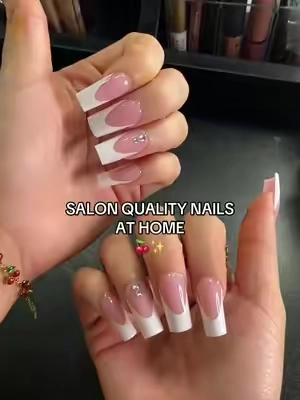 #CapCut these nails are solid. they literally won’t bend #viral #nailsoftiktok #nailsathome #nails #diynails #frenchtipnails #frenchtips