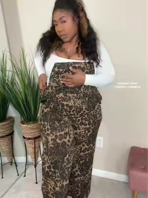Size up if your curvy besties. I tried the trending oversized leopard print overalls and they are a must have! Up to size 26! #oversized #overalls #leopardprint #outfitideas #tiktokshop 
