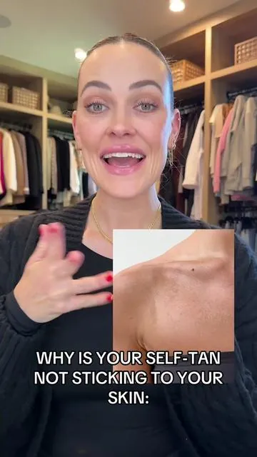 Ever notice your self-tan isn’t sticking to your skin in certain areas? Find out why this may be happening! #selftan #selftanroutine #selftanner #selftanning 
