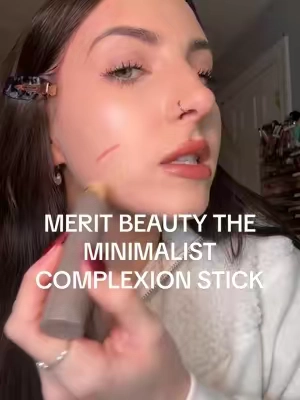 all in one stick that covers everything but feels like nothing!! @MERIT Beauty the minimalist stick replaces foundation + concealer in 1 ✨ I wear shade “linen” #merit #meritbeauty #merittheminimalist #theminimalist #foundationhack #concealerhack #foundationconcealer #meritconcealer #meritcomplexionstick #ttsbeautybesties #acnemakeup #darkcircles #darkcirclesconcealer #rosaceamakeup #tiktokshopcreatorpicks #newyearnewaura 