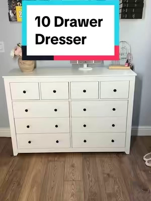 Needing extra storage in the guest room or kids room then this is the perfect dresser. 10 drawers for lots of space, it’s solid and not fabric.  #dresser #furniture #tiktokshophome #Home #kidsroom #guestroom #storage #clothesstorage #classicstyle 