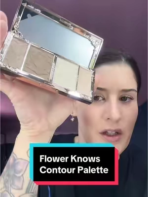 Stop contouring with bronzer, babes. Here’s my favorite cool toned contour palette by flower knows. It has two different contour shades and a matte brightening highlight as well as a shimmery highlighter. I love how sculpted and natural this makes my face! #flowerknows #flowerknowsmakeup #contourtutorial #contouring 