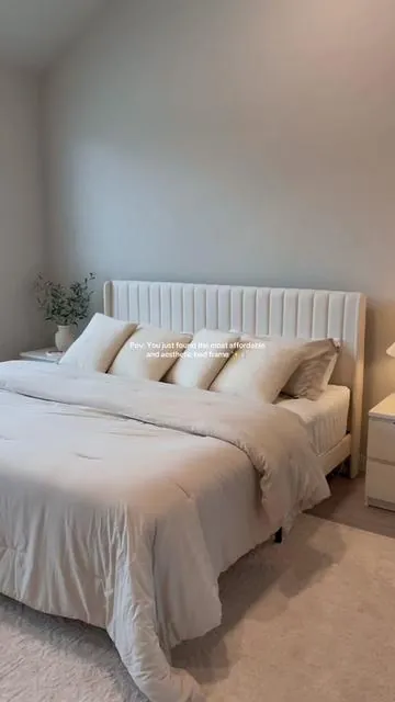 Literally the most affordable bed frame in tiktok rn and I’m obsessed 🕊️☁️ #bedframe #bedroomdesign #bedroom #bedroomdecor #bedroomessentials #bed #bedding #tiktokshop #tiktokshopfinds #tiktokshopdeals #furniturefinds #interiordesign 