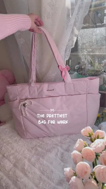 I love how much this bag fits🌷🎀 @Lovevook Bags #lovevook #totebag #bag #workbag #packmybagwithme #whatsinmybag #pink #collegebag #backpack #backtoschool #musthave #musthaves #cutefinds #aesthetic #coquette #fashion