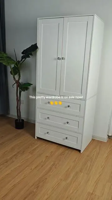 This pretty wardrobe is on sale now👏👏👏#tiktokmademebuyit #tiktokshop #homeimprovement #homedecor #bedroomfurniture #wardrobe #cabinet #closet #closettour 