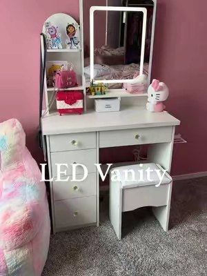 On Sale Now‼️🩷 #vanity #makeupvanity #vanityset #vanitychair #gorgeous #makeup #whitevanity #girlsroom #pinkroom 