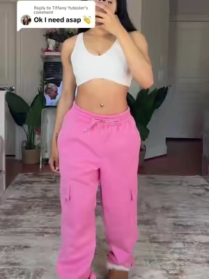 Replying to @Tiffany Yutesler pink cargo sweatpants😻💗>>>