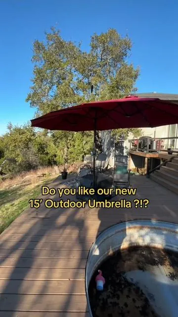 Love this color red for our outdoor patio umbrella. What do you think? #umbrella #patioumbrella #outdoorumbrella  #OutdoorFurniture #PatioDecor #RetractableUmbrella 