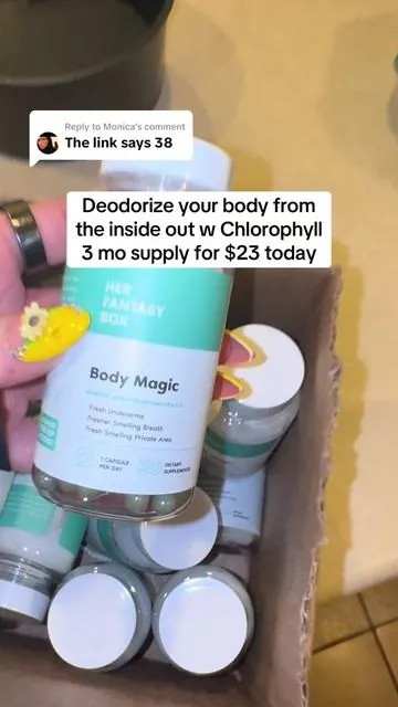 Replying to @Monica Deodorize your body from the inside out w Chlorophyll 3 mo supply for $23 today. @Her Fantasy Box #chlorophyll #bodyodor #femininehygieneproducts #herfantasybox #ttsacl #tiktokshoprestock #tiktokshopspringglowup 