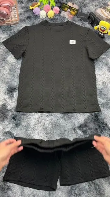 This men's suit is very fashionable and a must-have item! 🔥 #twopiece #twopieceset #2pieceset #textured #Mens  #solid #Textured  #jacquard #Waist #shorts #tee #tshirt #Round #shortset #Regular #casual #trackshorts #shortsleeve #roundneck #letter #patched #mensfashion #menswear #streetwear #dailywear #greatoutdoors #spotlightfinds #tiktokshopspringglowup #tiktokshoprestock