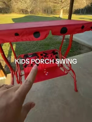 The most adorable little kids swing. 🫶🏼 My toddler loves it! #kidsswing #outdoorswing #swingforkids #porchswing #patioswing #outdoorfurniture #homefinds #springtok 