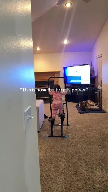 So glad our toddler is willing to do this so we can enjoy our show😂📺 #funnyvideos #toddlers #babyhumor #fyp #babyexercise #athomeexercise #stairstepper #merach #merachstairstepper 