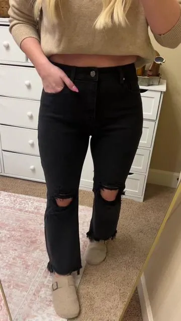 The black Rudy Risen jeans are finally back in stock! Stay true to size or size up one for a looser fit. @Wild Oak Boutique #risenjeans #rudyrisenjeans #cutejeans #denimjeans #distressedjeans #jeansoutfit #favoritejeans #TikTokShop #GiftIdeasForHer #FlashSale #creatorsearchinsights  #tiktokshop #tiktokshopfinds  #TikTokShopRestock  #springfashionfest  #springtok #goalcrusher 