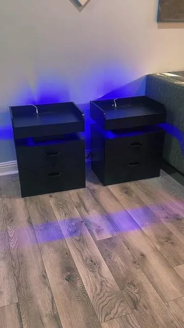 SUPER NICE! Black & White Available Free shipping!  #springtok #ledlights #nightstand #bedroommakeover #furniture 