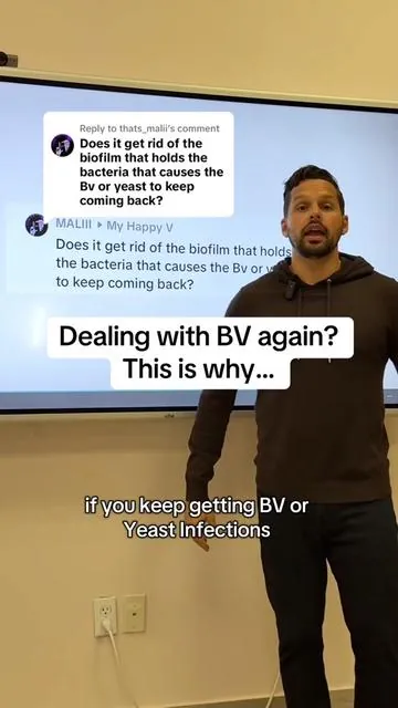 Replying to @thats_malii BV or yeast infections keep coming back? This is what no one’s telling you. 👀 You might be dealing with biofilm — a sticky little shield that protects bad bacteria from things like antibiotics and even probiotics. And that’s precisely why so many traditional treatments don’t work long-term. They don’t get to the root of the problem aka biofilm. ✨ Happy V Prebiotic + Probiotic is different. It uses PreforPro™, a clinically backed bacteriaphagic prebiotic that breaks through to the biofilm, clears out bad bacteria, and helps create an environment for the probiotics to thrive in helping get your v@ginal pH balance back in check.  This might be your missing piece if you’ve tried everything and nothing has worked. 💊 Click the link to get yours now.  ##HappyV##womenswellness##themoreyouknow##probiotics##supplementsforwomen##femininecare##womenshealth##bacterialvaginosis