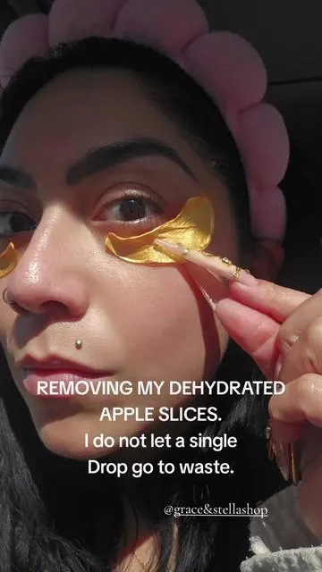 i wear them just until they look like this 😂🥰👏 #graceandstella #undereyepatches #skincare @grace & stella shop 