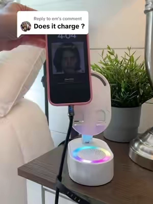 Replying to @em This phone stand, phone charger and speaker does it all! Plays music instantly from your phone with induction technology, no Bluetooth connection needed. Such great value in one super afforable device! #speaker #musicplayer #music #portablespeaker #induction #inductionspeaker #phonecharger #phonestand #charger #phoneaccessories #techtok #TechGadgets #gadget #uniquegiftideas #giftideas 