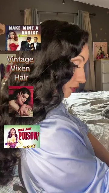 These book covers ate so hard 🩸🍒🎬 also press the orange cart above to try the pomade out for yourself !!! Keep your curls intact and frizz away!!! #fyp #vintagehair #vintagevibes #vintagestyle #vintageonly #femmefataleaesthetic #hairtutorial 