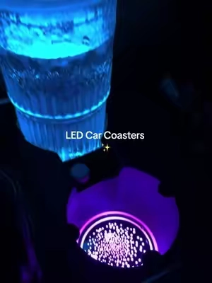 So fun for the car! Motion sensored, rechargeable car coasters that light up your car and your drinks! #caraccessories #carcoasters #ledlights #ledcarlights 