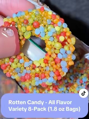 🍬 Rotten Candy is gut-friendly, made without artificial dyes, and has 60% less sugar. These crunchy, sour gummies are the ultimate sweet treat without the sugar crash 💥 Get the full 8-pack variety now! $34.99 with free shipping! @Rotten Candy  #rottenbutdelicious #candytok #gummydupe #lowersugarcandy #sourcandylover #healthytreats #snacktok #gummyclusters #SnackTime #gutfriendlycandy #tiktokshop #spotlightfinds #creatoricons #TTSDelightNow #TikTokShopCreatorPicks #fypシ゚viral #tiktokshoprestock #trending #tiktokshopmothersday #viral #springtok #foryou #ttslevelup #aprilmademebuyit #CapCut All Flavor Variety Pack, 8-Pack (1.8 oz Single-Serve Bags)