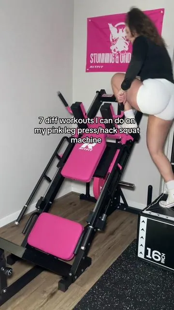 Pink gym equipment just hits different 😩 #pinkgymequipment #hacksquat #legworkout #legpress #homegym #garagegym #legday #fitnesstiktok #ritfit 