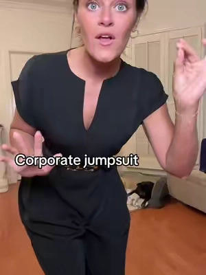 Forgive my quick, crooked belt placement 😂 I love this jumpsuit so much. Good material. Great sleeves and has pockets. Wearing a small (5'3 size 4/6) #tiktokshopcreatorpicks #springtok #jumpsuit #corporatelooks #corporateclothes #workclothes #blackjumpsuit 