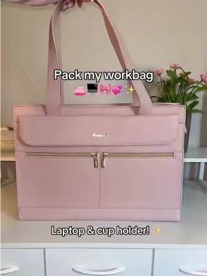 Finally found a laptop workbag with a cup holder 🌸  @Lovevook Bags #laptopbag #workbag #purse #bag #pingbag #packmybag #leatherbag #packwithme #whatsinmybag #cutebag #bigbag #totebags #aestheticbag #bags #purse #pursetok #tiktokshopfinds 