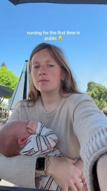 i was so nervous for this moment but i think we did okay!! 😅 these nursing bras are a lifesaver  #nursinginpublic #breastfeeding #f#newbornbaby #momlife #motherhood #newmomlife #babyboy #breastfeedingjourney 