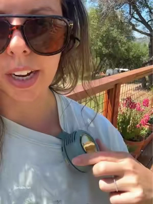 this is going to save me and everyone around me because I’m mean in the heat 😇 this portable fan is already coming in handy gardening right this minute 🫶 #portablefan #summergadgets #summerheat #fans 