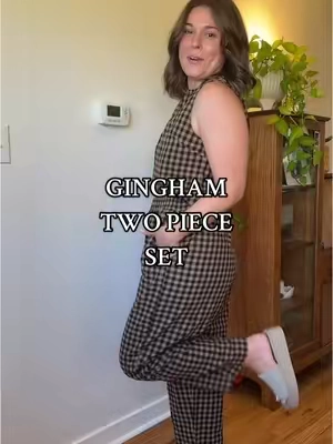 I love a good two piece set!! #twopieceset #twopieceoutfit #twopieceset #matchingset #summeroutfit #springoutfit #easyoutfits #gingham #creatorsearchinsights 