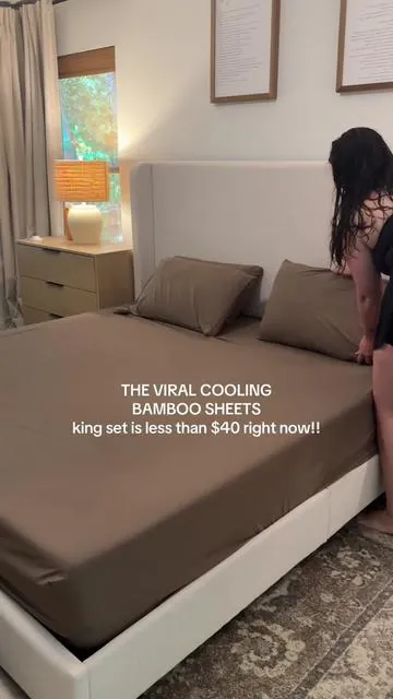 These cooling sheets from @LuxClub Home go viral for a reason!!! So soft, wrinkle-free, and have the deepest pockets!! Perfect for summer time!! 😍 #luxclubsheets #bamboosheets #coolingsheets #viralsheets #bedsheets #goodnightsleep #bettersleep #sleepgood #tiktokshopmademebuyit #tiktokshopbestseller #tired 