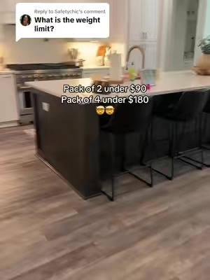 Replying to @Safetychic it says 330 lbs! We have adults and kids sit on them daily, have been so impressed and love that they are easy to wipe down!  bar stools, counter stools, counter height chairs, bar height chairs, TikTokShop furniture, TikTokShop creator picks, barstool sale, counter chair sale 