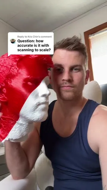Replying to @Kris Chin my whole three minute review of a scaled 3-D model of my own head! #3dmodeling #3model #3dprint ##3dprinting #3dscanner #creality 