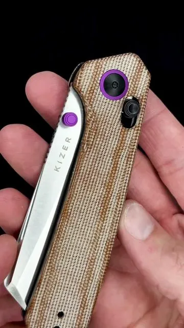 The Kizer Madrac is a beautiful EDC knife. Super smooth, great ergonomics, Nitro-V steel. 2 color options available and we gotta get this purple accent one on here! @KIZER EDC #everydaycarry #pocketknife #edcknife #kizer 