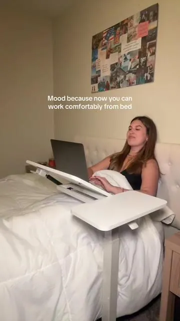 Also works as standing desk 🫶🏻 #recliningdesk #oversidetable #overbedtable #overbeddesk #workfromhome #desk #homeoffice #tiktokshopcreatorpicks #ttslevelup 